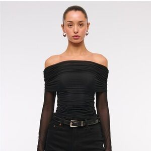 Long sleeve mesh foldover bodysuit